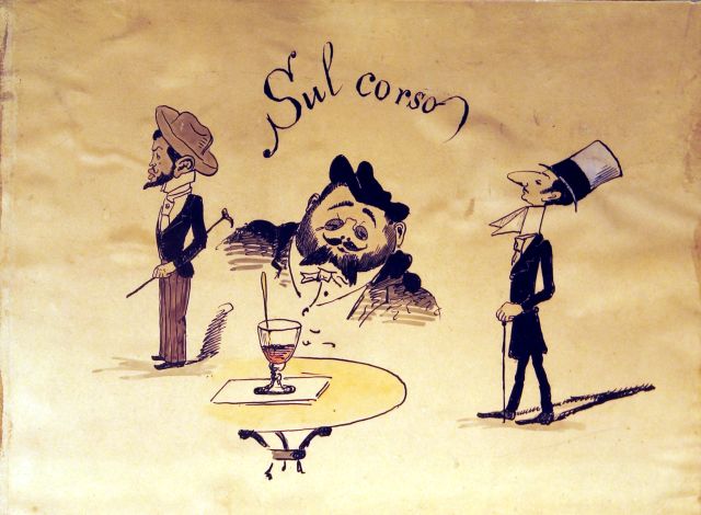 Caricatura di scene di vita mondana barese-Menotti